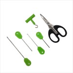 Set of 6 pieces for fishing, Regal Fish, complete kit, hooks, drill, scissors, knot puller, green color